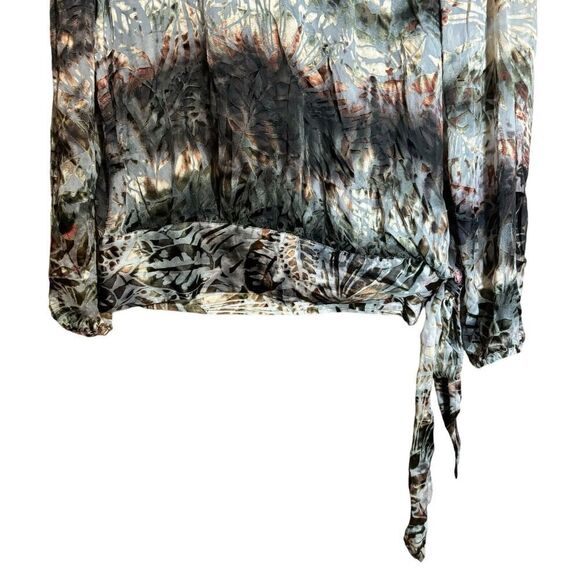 Chicos Top Womens Medium Multicolor Abstract Print Silk Blend Sheer Blouse - Picture 4 of 8